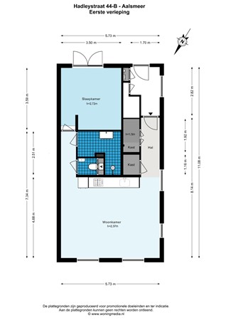 Floorplan - Hadleystraat 44B, 1431 SN Aalsmeer